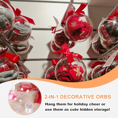 1.6 Inch Clear Plastic Ornament Ball with Wire - 5 Pack Christmas & Party Decorations