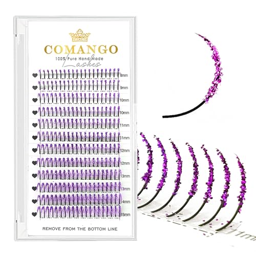Glitter Lash Extensions Purple C-8-15mm - Sparkle Individual False Eyelashes