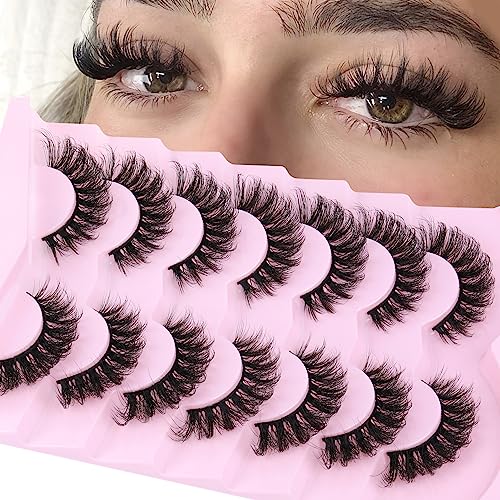 Wispy Cat Eye Mink Lashes - 15mm Natural Look False Eyelashes - E - Wispy