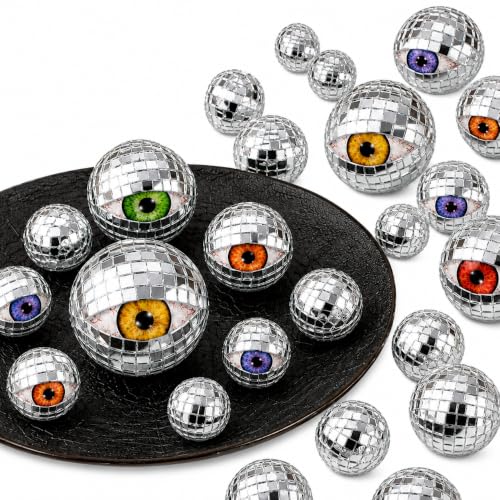 Halloween Disco Eyeballs Set - 25 Multicolor Glitter Foam Decorations