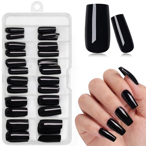 Black Square Press On Nails Medium 120Pcs - Reusable & Long-lasting