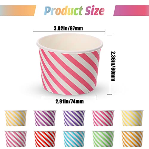 8 Oz Disposable Paper Ice Cream Cups - 500 Multicolor Snack Bowls for Parties