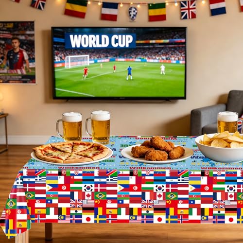 Disposable International Flag Tablecloth 54x108 Inch - World Flags Party Decor - Flag Variation