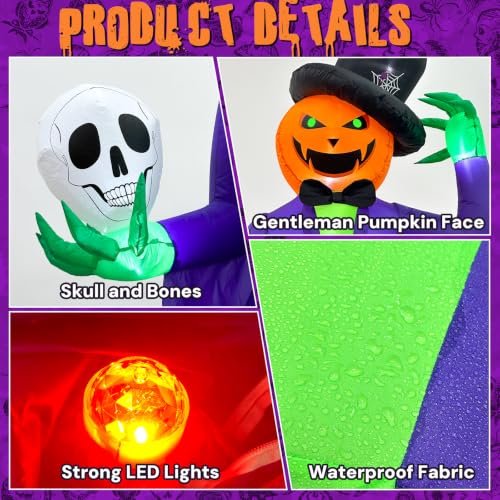 10FT Sitting Halloween Inflatable Pumpkin with Flame Light for Roof Decor - Outdoor Yard Decoration