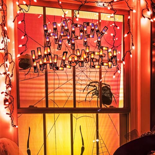 Halloween Window Silhouette Lighted Decoration - Orange - 16 Inch