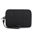 JINSI Small Zipper Puffer Makeup Bag for Wristlet Wallets, Quilted Nylon Cosmetic Pouch Organizer Toiletry Bag for Travel, Cute Make Up Bags Purse for Women Girl, Black