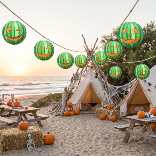 Watermelon Paper Lanterns Set - 16 Summer Halloween Party Decorations