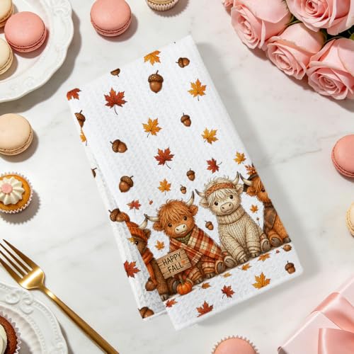 Halloween Kitchen Towels - Highland Cow Microfiber Hand Tea Towels - Multi 1675