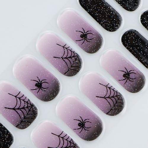 Gel Nail Art Stickers Wrap Halloween Glitter Gradient - Long Lasting & Easy to Apply