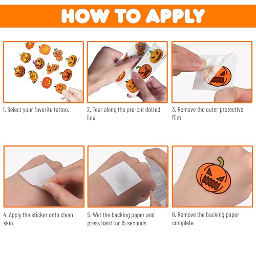Halloween Pumpkin Temporary Tattoos - 120PCS Fall & Party Decals
