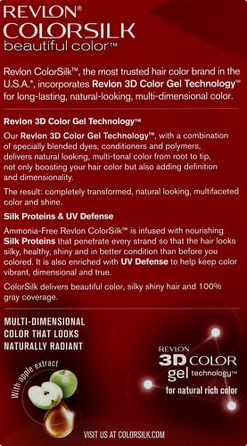 Revlon Colorsilk Permanent Hair Color - 100% Gray Coverage, Ammonia-Free, 20 Brown/Black, 4.4 Oz