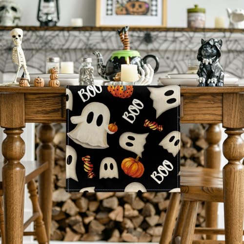 Halloween Table Runner 13x120 Inch - Black Polyester Home Party Decor