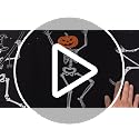Halloween Kitchen Decor Set - Cheerful Skeleton Pumpkin, Dancing Skeleton Variation