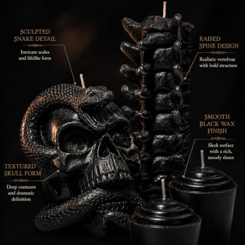 Halloween Skeleton & Snake Candles 4 Pack - Spooky Gothic Decor