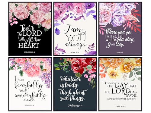 Christian Wall Art Set - Inspirational Bible Verse Quotes for Home & Office Decor - Unframed Prints