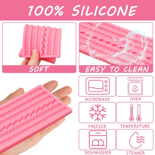 Pink Silicone Pie Crust Mold with Braided Rope Pattern - Baking & Cake Decoration Tool