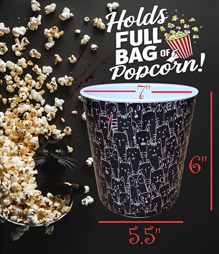 Popcorn Bowls Set for Movie Night Halloween Party - 4 Reusable Plastic Snacks