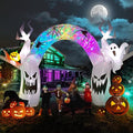 Halloween Inflatable Ghost & Pumpkin Archway with LED Lights - 17ft Outdoor Decoration