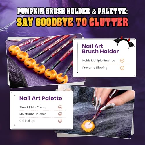 Beetles Halloween Nail Art Brushes Set D-Black-6 - 6pcs Nail Design Pen Kit
