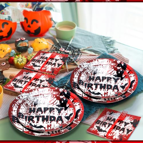 Halloween Blood Themed Tableware Set - 96 Pcs Spooky Party Supplies