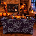 Halloween Spider Web Tablecloth - 6ft Stretch Fabric for Fall & Party Decor - Variation: Spider Web