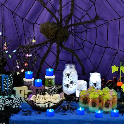 Blue Flameless LED Tea Lights Bulk Pack for Weddings & Parties