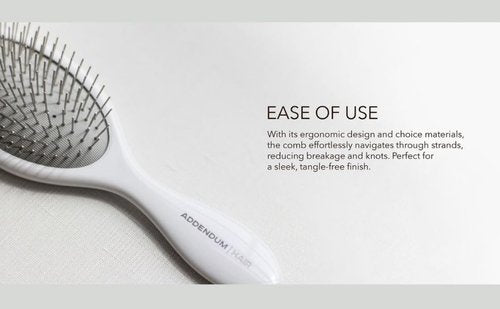 Addendum Hair Luxury Wet Hair Brush - Ergonomic Detangler with Stainless Steel Bristles - White