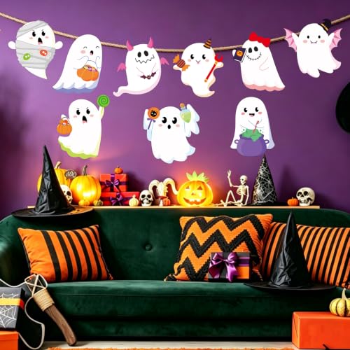 Halloween Ghost Paper Cutouts - 60 Pack Wall Decorations for Classroom, Party & Home