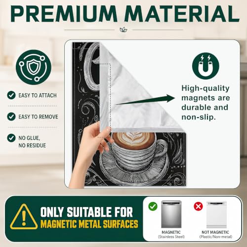 Retro Coffee Dishwasher Magnet Cover 23x26 Inch - Waterproof Kitchen Appliance Decor