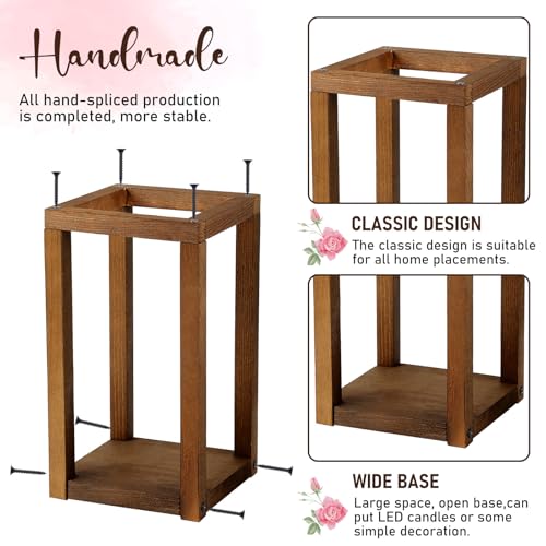 12 Pcs Wooden Candle Lanterns Set - Rustic Decor for Indoor and Outdoor Use - Variation of THIS listing
