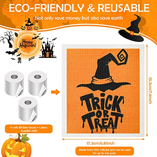 Halloween Dish Towels 6-Pack Reusable Absorbent Kitchen Cloths for Cleaning & Decor