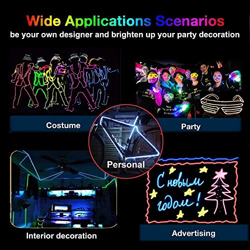 EL Wire Neon Light with Controller Adapter - Portable Cuttable Glow Strip for DIY Decor - Orange, 3m, Variation of THIS listing
