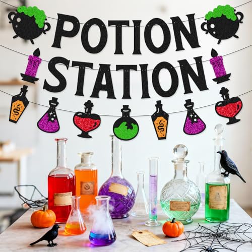 Halloween Potion Station Banner - Spooky Party Decorations for Kids & Adults