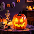 Resin Halloween Jack-o'-Lantern Decor with Blinking Eyes - 5.3 Inch LED Pumpkin Light, Indoor Ornament