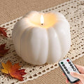 White Pumpkin Flameless Candle with Remote Control - Fall Halloween Decor