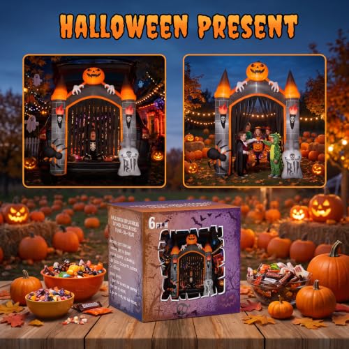 Pumpkin Halloween Inflatable Car & Yard Decoration with Built-in LEDs - 6.3FT