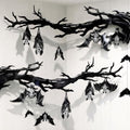 Halloween Bat Banner Garland - Black Glitter Hanging Bat Streamers - Bat Variation