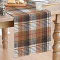 13 x 120 Inch Coffee Brown Farmhouse Plaid Table Runner - Rustic Fall Holiday Decor