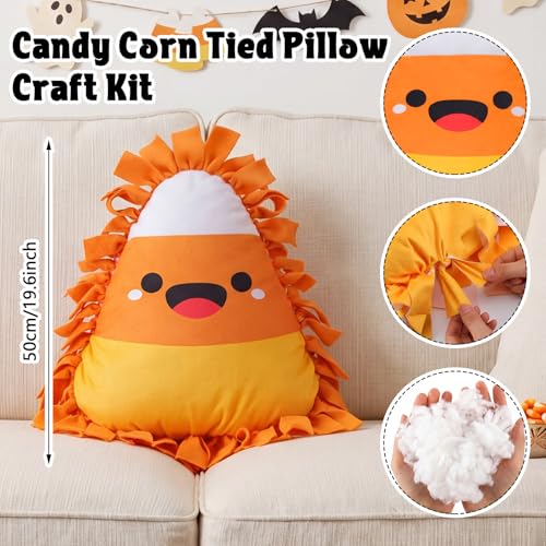 Halloween Candy Corn Pillow DIY Craft Kit - 6 Sets, No-Sew Fall Decoration