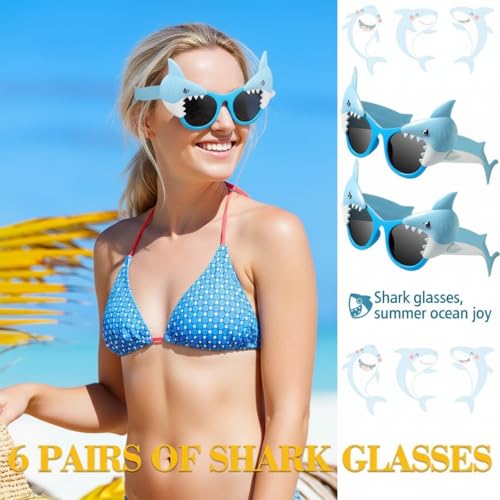 24 Pairs Ocean Theme Shark Sunglasses Photo Booth Props for Parties