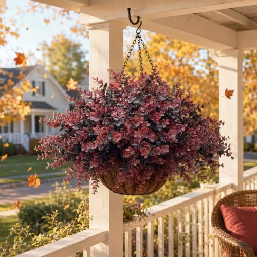 Fall Artificial Boxwood Plants Fake Greenery for Outdoor Decoration - Brown Variation