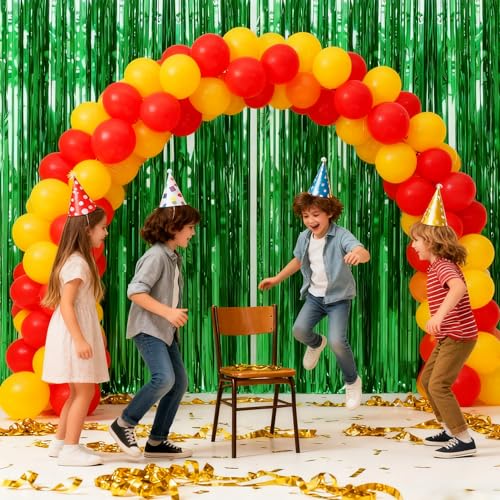 Green Rain Curtain Foil Fringe Backdrop for Party Decoration - 2 Pieces