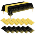 Black & Gold Tablecloth and Runners Set - 12 Pack Birthday Party Decor, 54x108 Inches