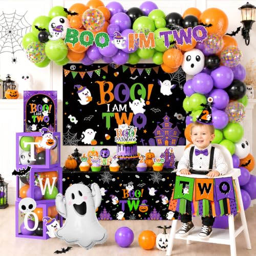 Halloween 2nd Birthday Party Decorations Kit with Balloons & Banner - Boo I’m Two