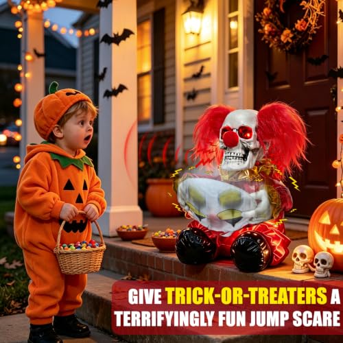 Animatronic Face Ripping Clown Decoration for Haunted House Halloween Scare