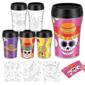 DIY Day of the Dead Color Your Own Cups Set - 12 Plastic Mugs 10 oz Variation of 12 / Day of the Dead