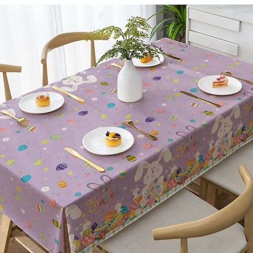Easter Bunny Plastic Disposable Tablecloth - 54 x 108 Inch, 2 Pack, Spring Holiday Decor