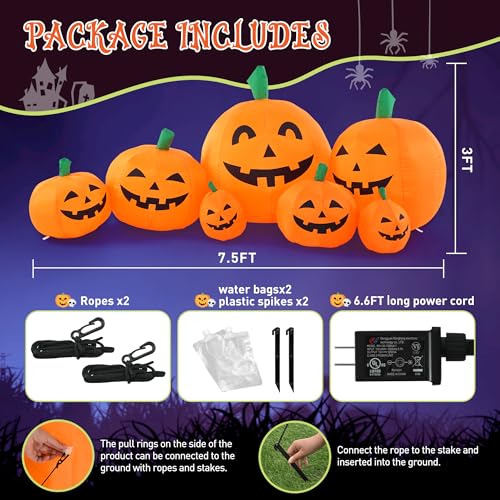 Halloween Inflatable Pumpkin Yard Decor - 7.5FT Outdoor Pumpkin Family