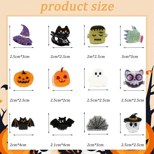 Halloween Hair Claw Clips Set - Pumpkin Ghost Bat Design, Style 3