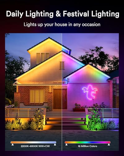 Outdoor Waterproof RGBW Neon Rope Light with App Control - IP65, Flexible Silicone